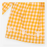 Dress LS collar yellow white check 
