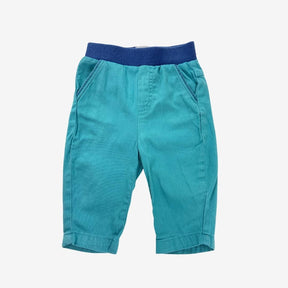 Teal Woven Trousers with navy waistband