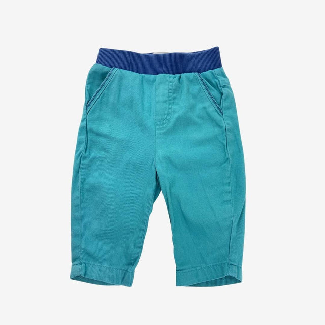 Teal Woven Trousers with navy waistband