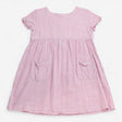 Cotton dress short sleeve white pink stripe pocket