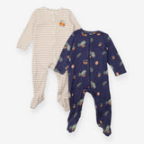 Sleepsuits Brown Stripe and Navy Autumn Oranges