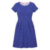 Jersey Dress Blue Script Print Short Sleeve Pocket