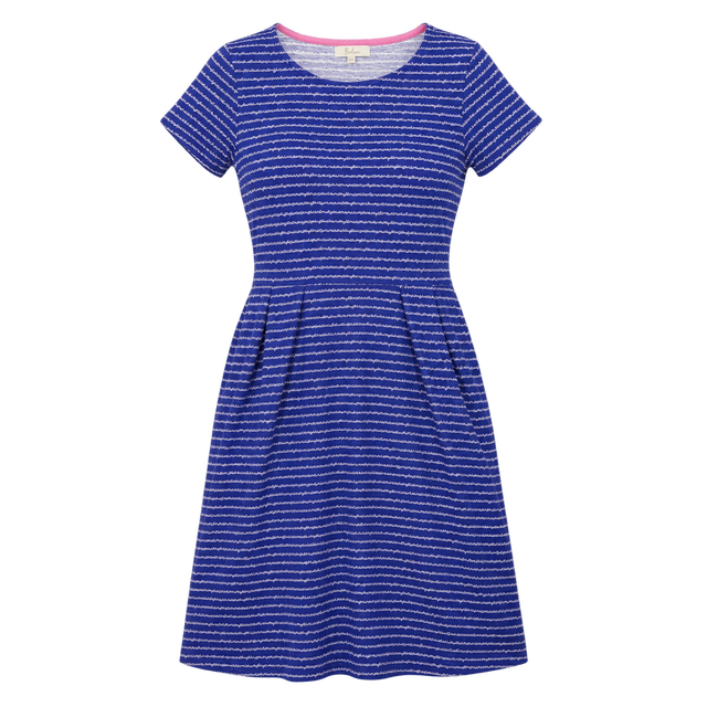 Jersey Dress Blue Script Print Short Sleeve Pocket