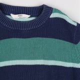 Knit Sweater Green and Blue Stripe