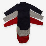 Bodysuits Long Sleeve Roll Neck Red, Grey and Navy