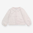Light Knitted Cardigan White with Embroidered Flow