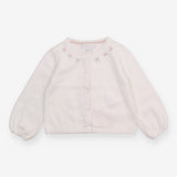 Light Knitted Cardigan White with Embroidered Flow