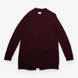 Longline Cardigan Burgundy Pointelle Knit Open Fro