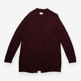 Longline Cardigan Burgundy Pointelle Knit Open Fro