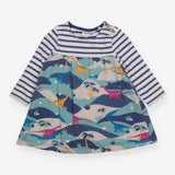 Dress long sleeved striped and dinosaurs