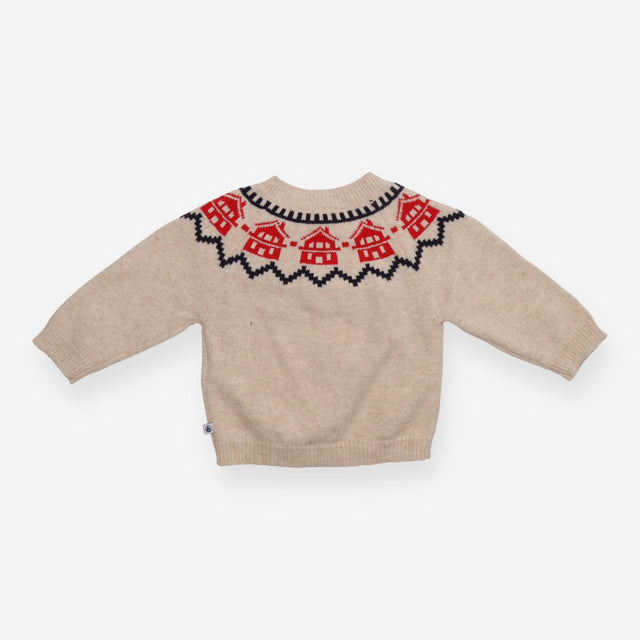 Jumper Knit Oatmeal House Appliques