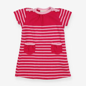 Dress Short Sleeved Pink Stripe with Pockets
