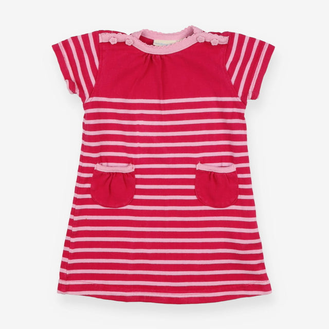 Dress Short Sleeved Pink Stripe with Pockets