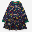 Sweater Dress Navy with Pockets and Green Collar a