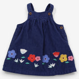 Blue cord with flowers Pinafore dress