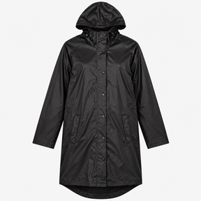 Black Waterproof Hooded Raincoat Longline Lightwei