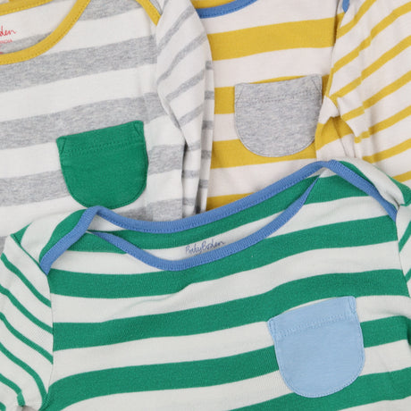 Bodysuits 3pc LS stripes green grey yellow
