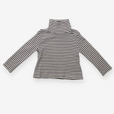 Tee roll neck cream blue stripe ribbed