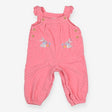 Pink dungarees with pink spots bunny pockets
