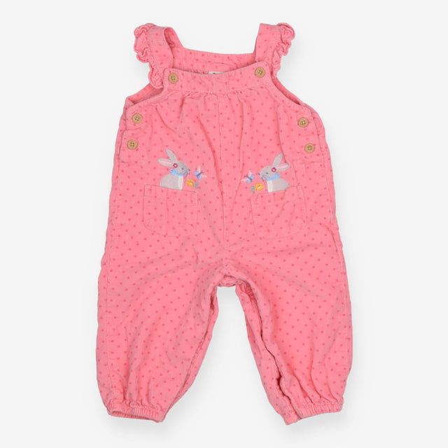 Pink dungarees with pink spots bunny pockets