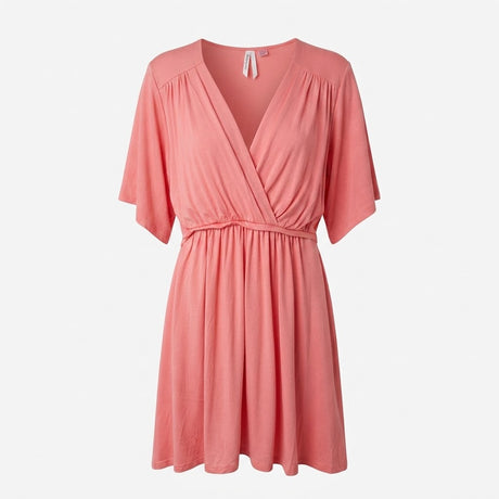 Tunic Top Coral Pink Wrap Front Stretch Maternity