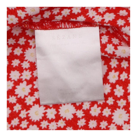 Blouse Red Ditsy Daisy Print Puff Sleeve Tie Front