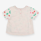 Tee SS white cherries jersey stripe back