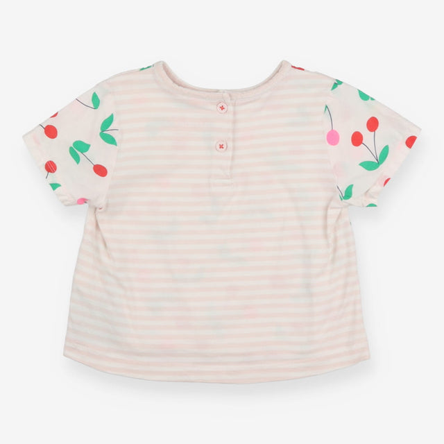 Tee SS white cherries jersey stripe back