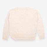 Ivory Alpaca Blend V-Neck Jumper with Textured Kni