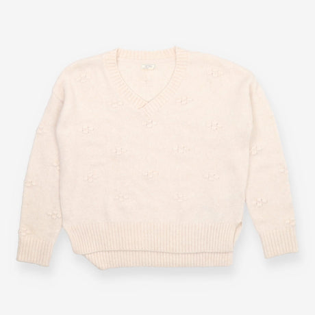 Ivory Alpaca Blend V-Neck Jumper with Textured Kni