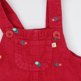 Pink Cord Pinafore Dress with Flowers