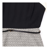 Sheath Dress Black Ivory Tweed Colour Block Belted