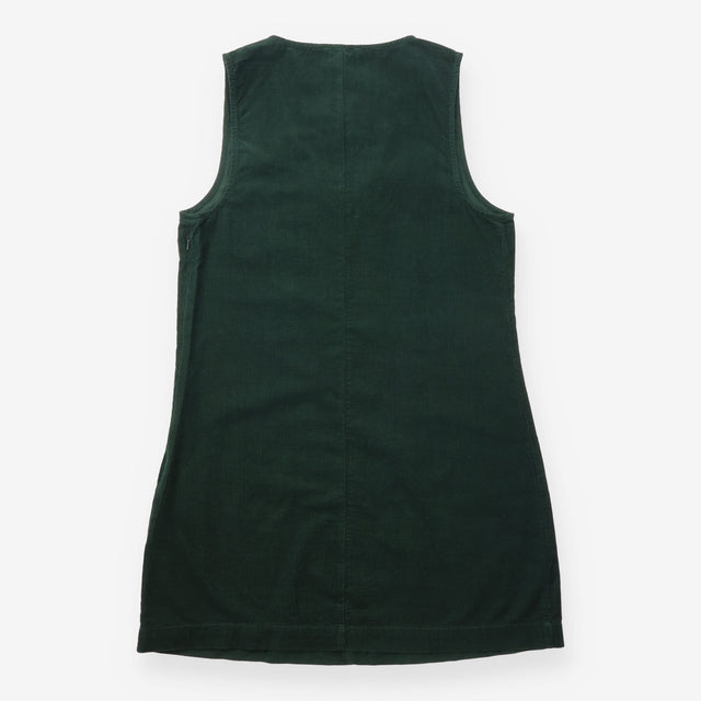 Pinafore Dress Forest Green Cord Tie Front