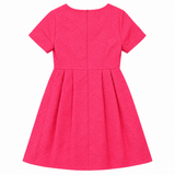 Bright Pink Floral Jacquard Short Sleeve Fit & Fla