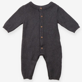 Romper knit grey wood buttons