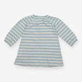 Blue Striped Dress Heart Pockets