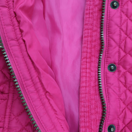 Coat Pink Quilted Cord Collar Flower Lining