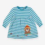 Blue stripe otter applique dress