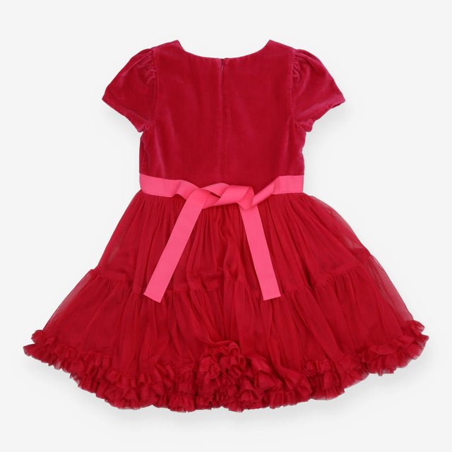 Pink velour and tulle party dress