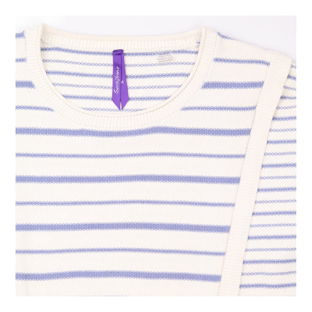 Cream Blue Striped Maternity Nursing Knit jumper 