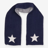Scarf reversible grey navy with white stars