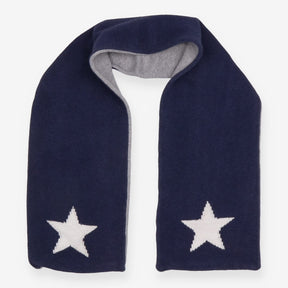 Scarf reversible grey navy with white stars