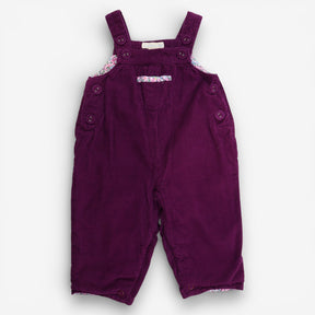 Purple cord dungarees with pocket