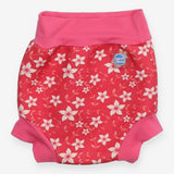 Swim nappy pink white hibiscus