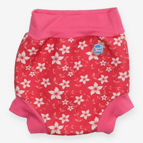 Swim nappy pink white hibiscus