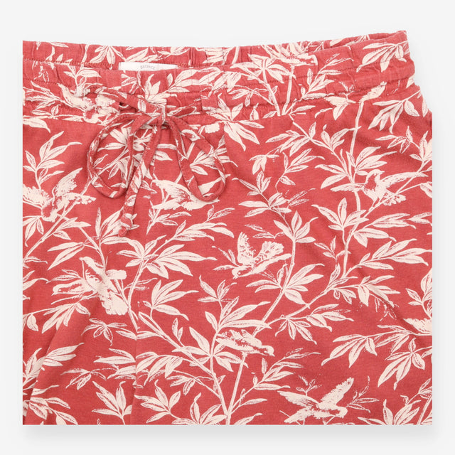 Pyjama Set Shorts Top Leaf Print Coral Pink