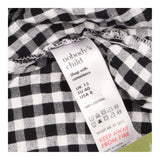 Dress Black White Gingham Cotton Puff Sleeve Midi 