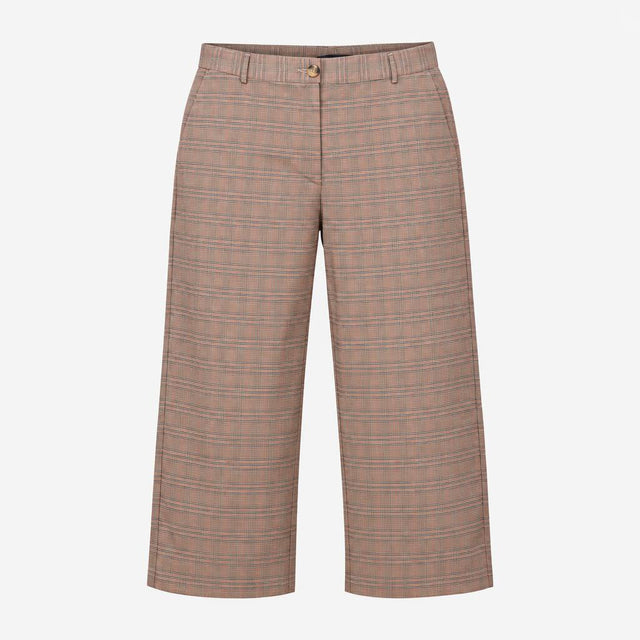 High Waisted Trousers Check Wide Leg