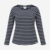 Top Navy Cream Breton Stripe Cotton Stretch Boat N