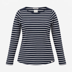 Top Navy Cream Breton Stripe Cotton Stretch Boat N